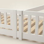 Montessori floor bed made of white solid wood