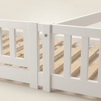Montessori floor bed made of white solid wood