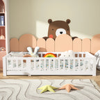 Montessori floor bed made of white solid wood