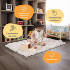 Montessori box on the topic of object permanence