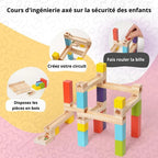 Montessori wooden marble run