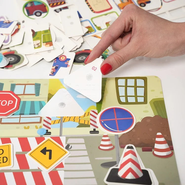 Montessori activity book with stickers