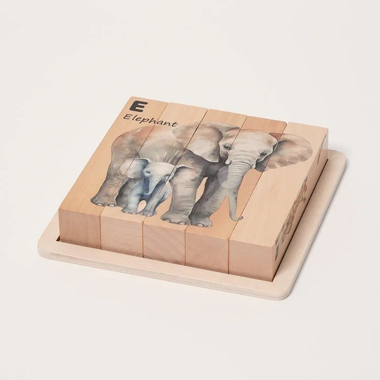 Montessori wooden puzzles with animal motifs