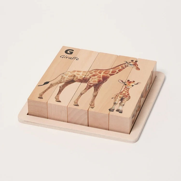 Montessori wooden puzzles with animal motifs