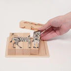 Montessori wooden puzzles with animal motifs