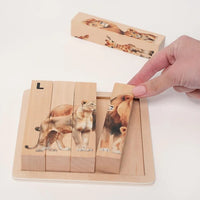 Montessori wooden puzzles with animal motifs