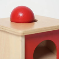 Montessori box on the topic of object permanence