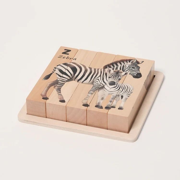 Montessori wooden puzzles with animal motifs
