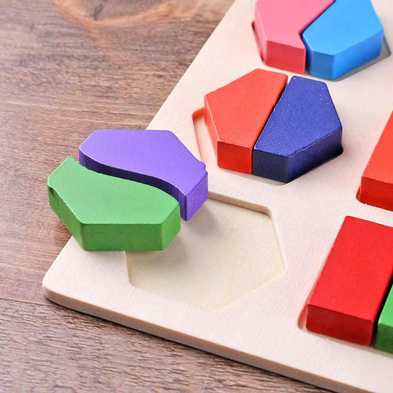 Montessori wooden shape matching board