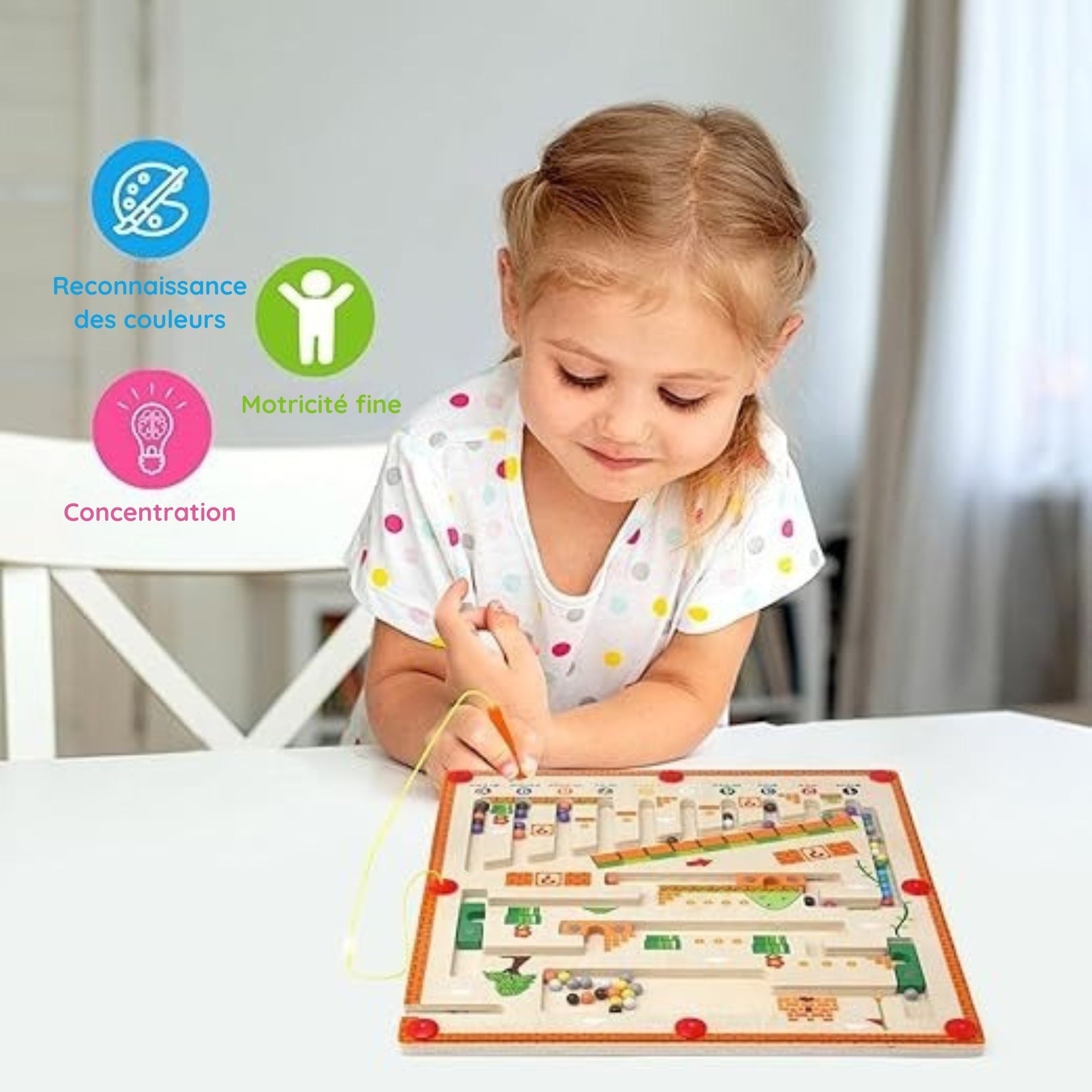 Montessori labyrinth of colors and numbers