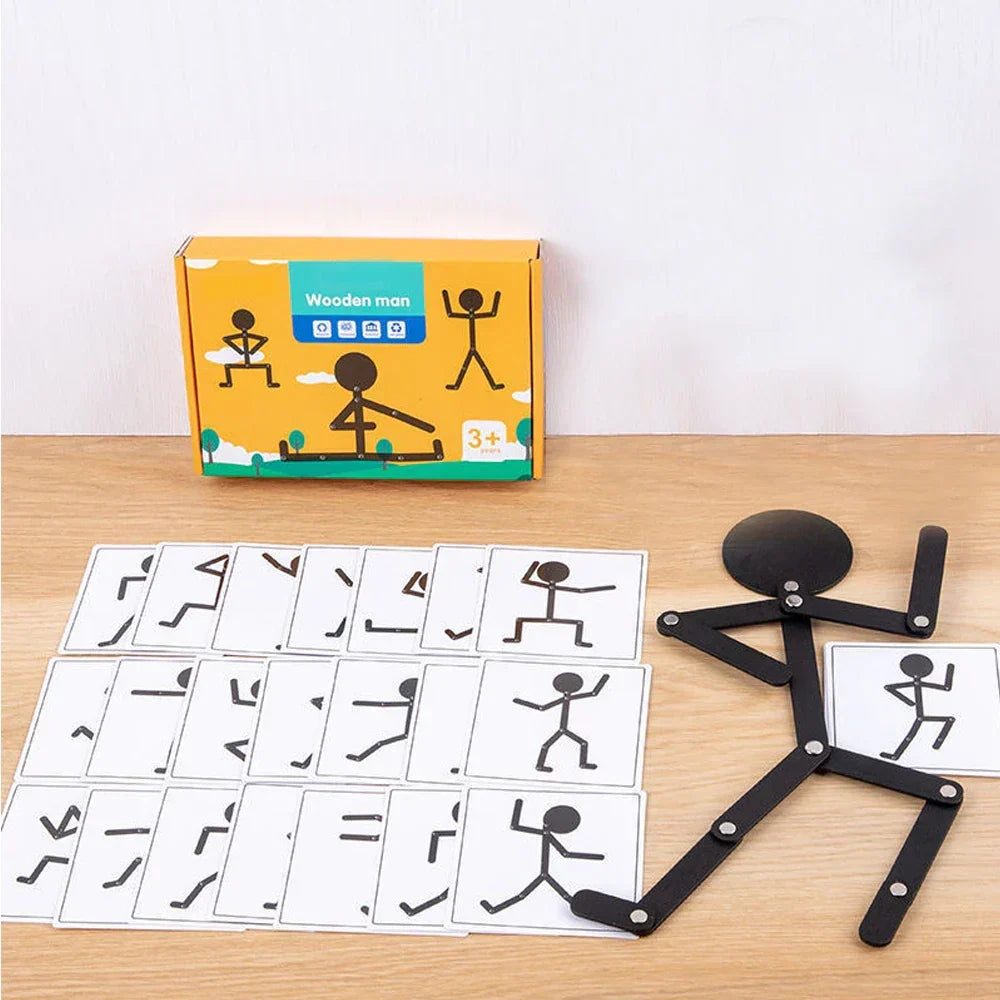 Movable Montessori wooden doll