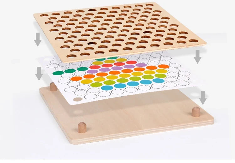 Montessori color chart with beads