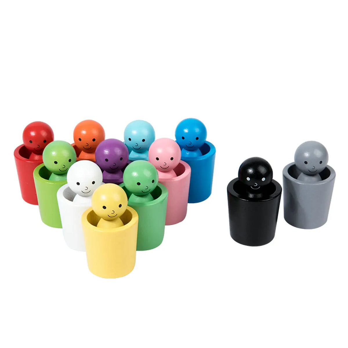 Montessori toys: dolls and colorful shapes