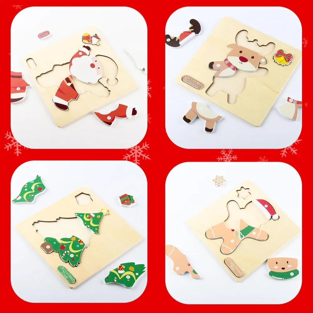 Set of 4 Montessori Christmas puzzles