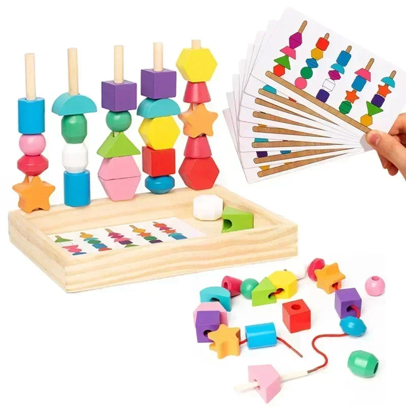 Montessori stacking game with beads