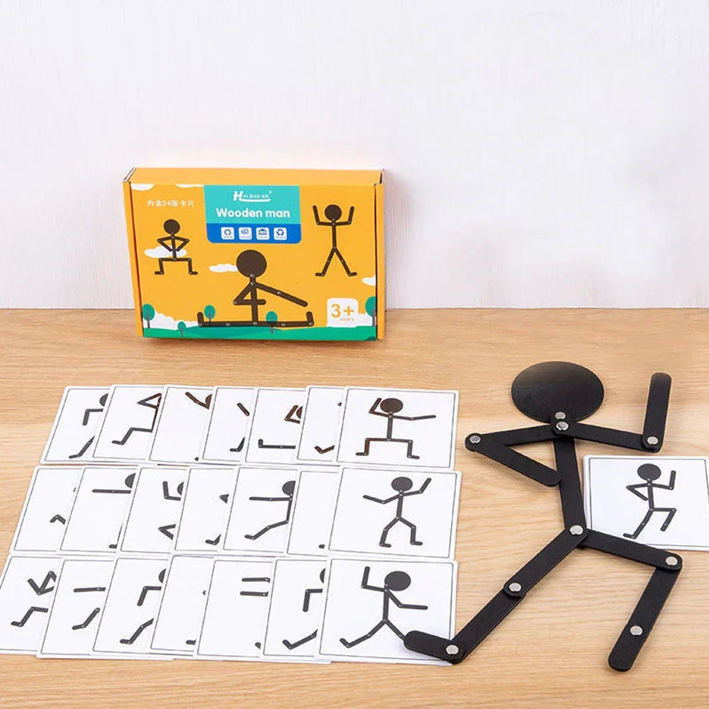 Movable Montessori wooden doll