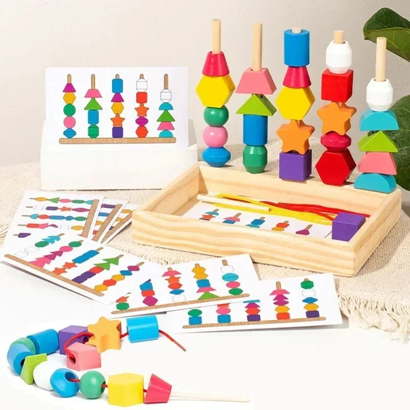 Montessori stacking game with beads