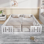 Montessori double bed for floor mounting with star-shaped side rails