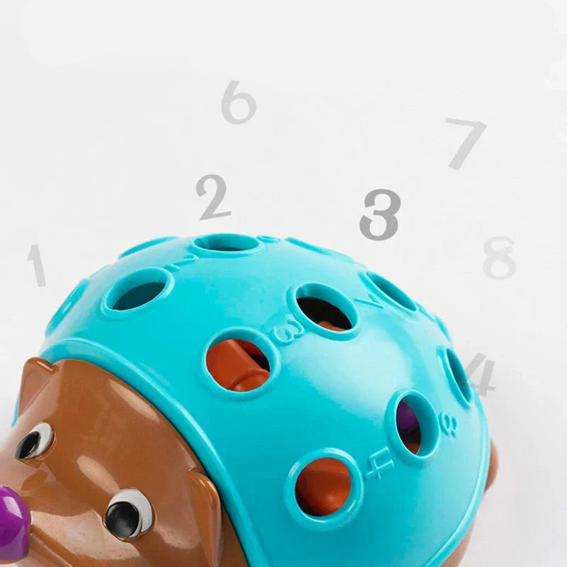 Montessori hedgehog game to promote fine motor skills