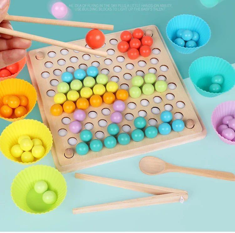 Montessori color chart with beads