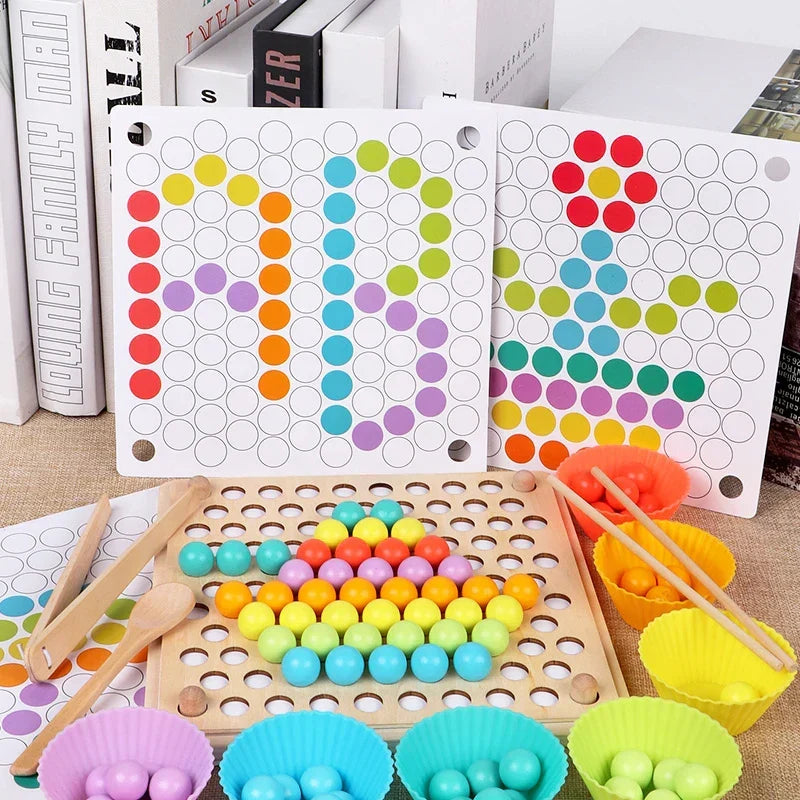 Montessori color chart with beads