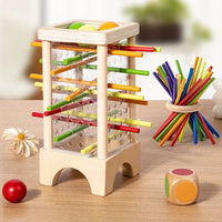 Montessori tower with balls and colorful sticks