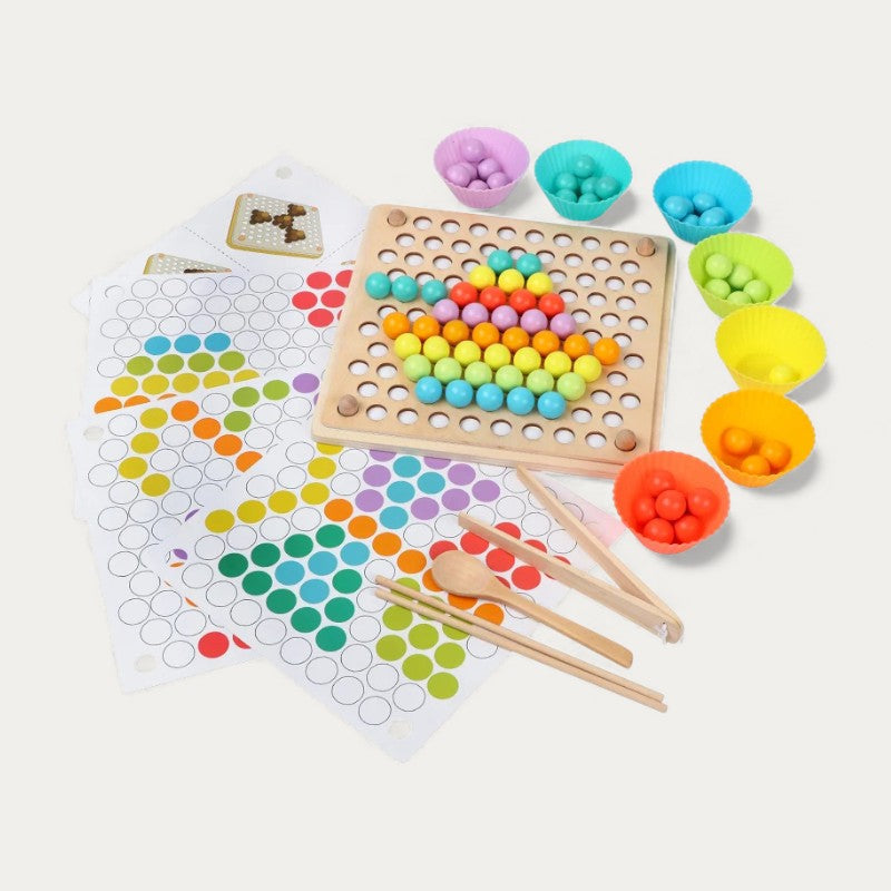 Montessori color chart with beads