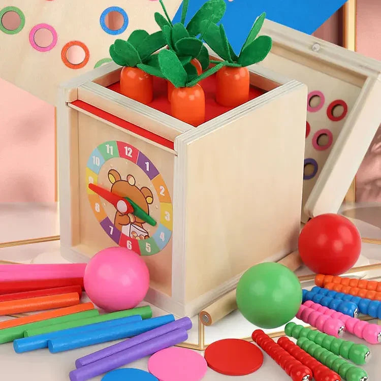 Montessori box with shapes, colors and balls