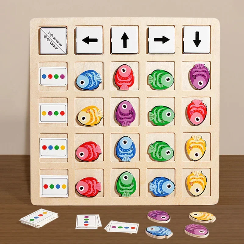 Montessori color matching puzzle with fish