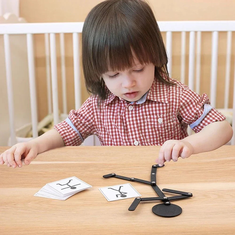 Movable Montessori wooden doll