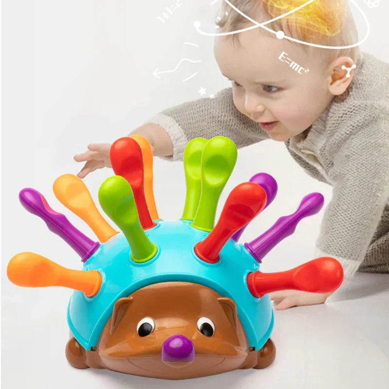Montessori hedgehog game to promote fine motor skills
