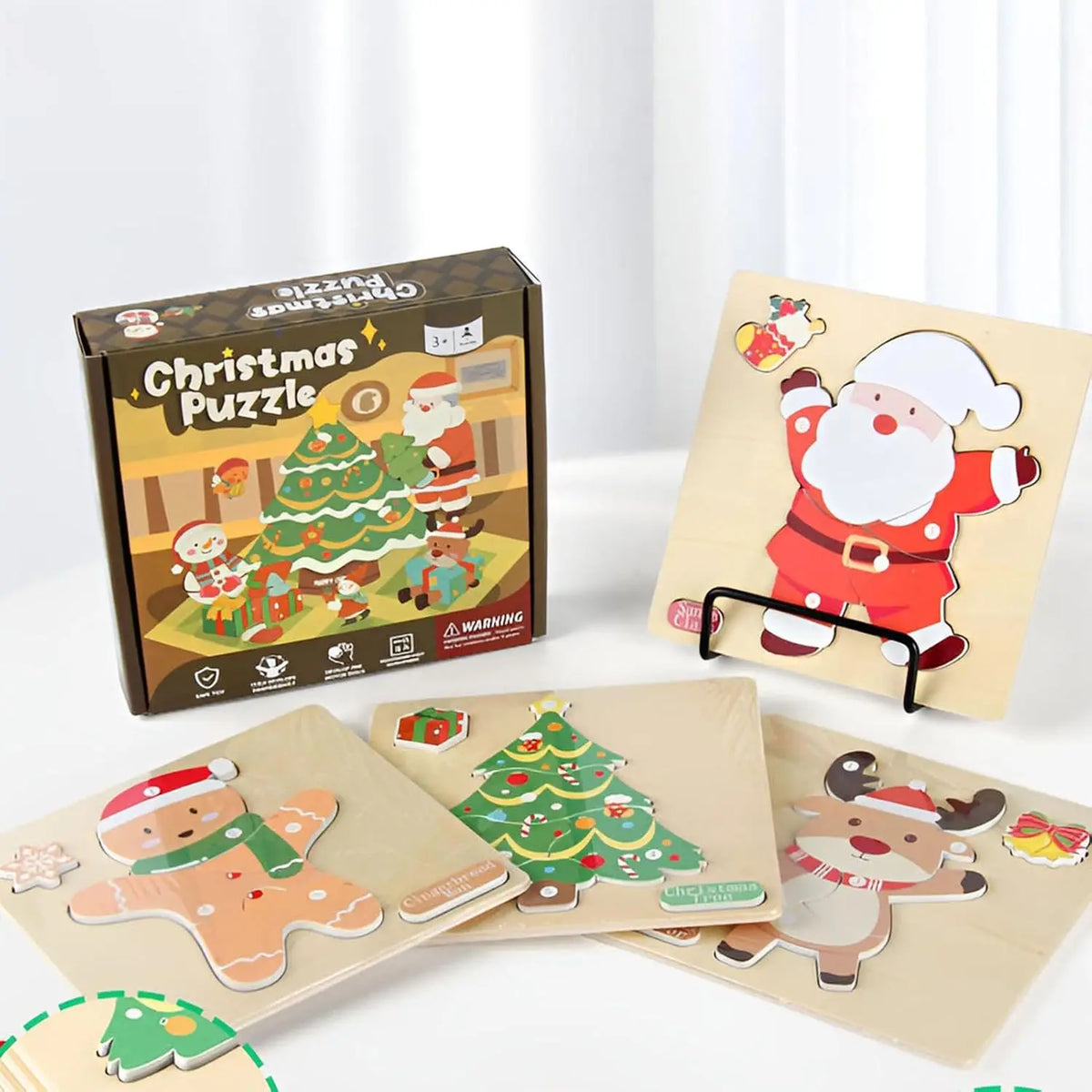 Set of 4 Montessori Christmas puzzles