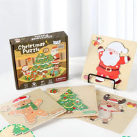 Set of 4 Montessori Christmas puzzles
