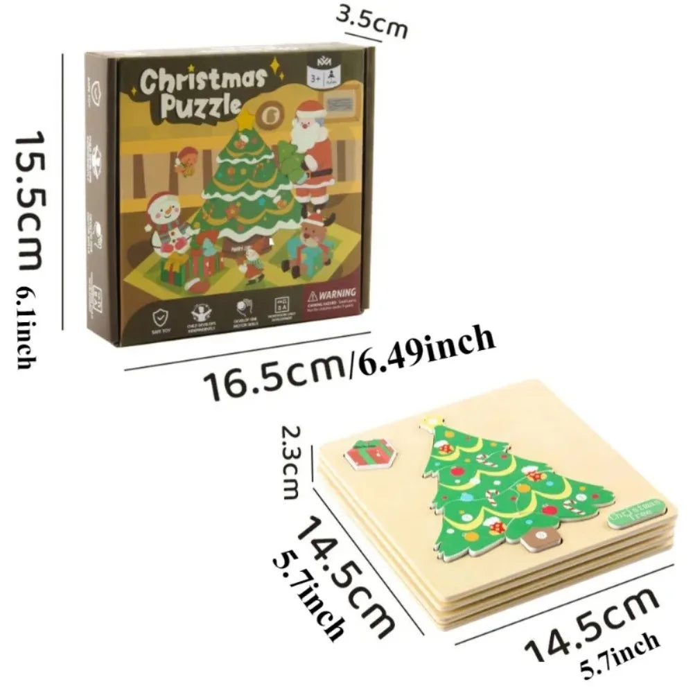 Set of 4 Montessori Christmas puzzles