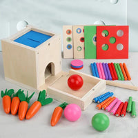 Montessori box with shapes, colors and balls