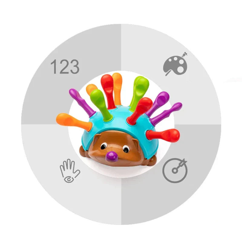 Montessori hedgehog game to promote fine motor skills