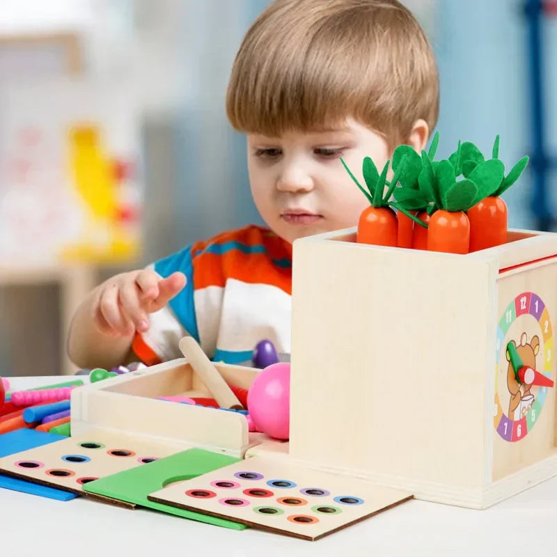 Montessori box with shapes, colors and balls