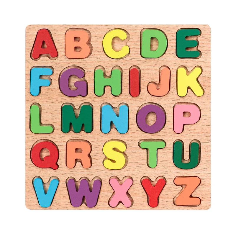 Montessori wooden puzzle – letters, numbers and shapes