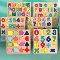 Montessori wooden puzzle – letters, numbers and shapes