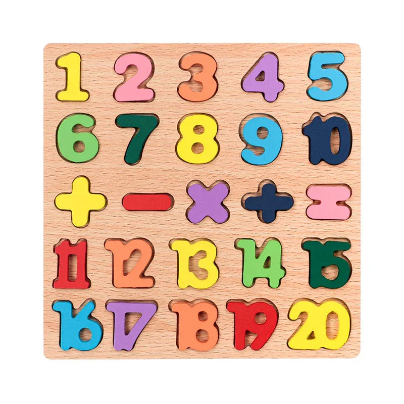 Montessori wooden puzzle – letters, numbers and shapes
