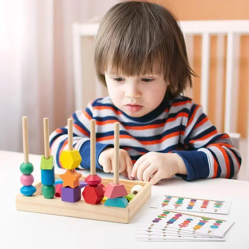 Montessori stacking game with beads