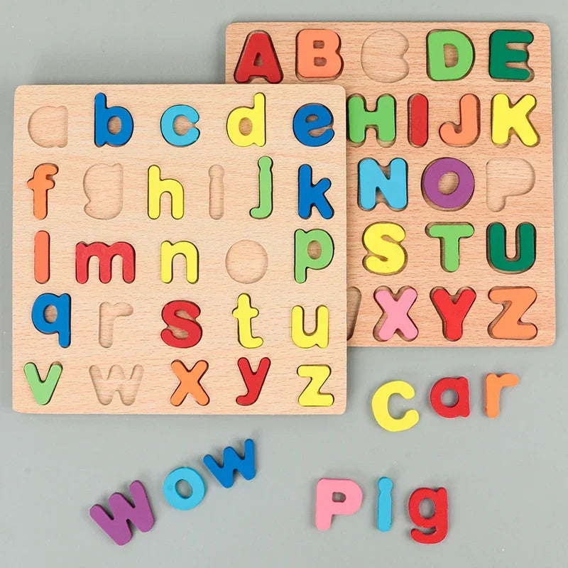 Montessori wooden puzzle – letters, numbers and shapes