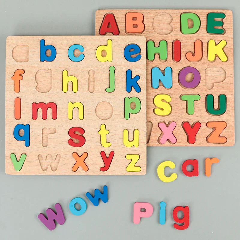 Montessori wooden puzzle – letters, numbers and shapes