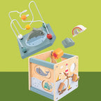 Montessori wooden activity cube