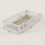Montessori floor bed made of white solid wood