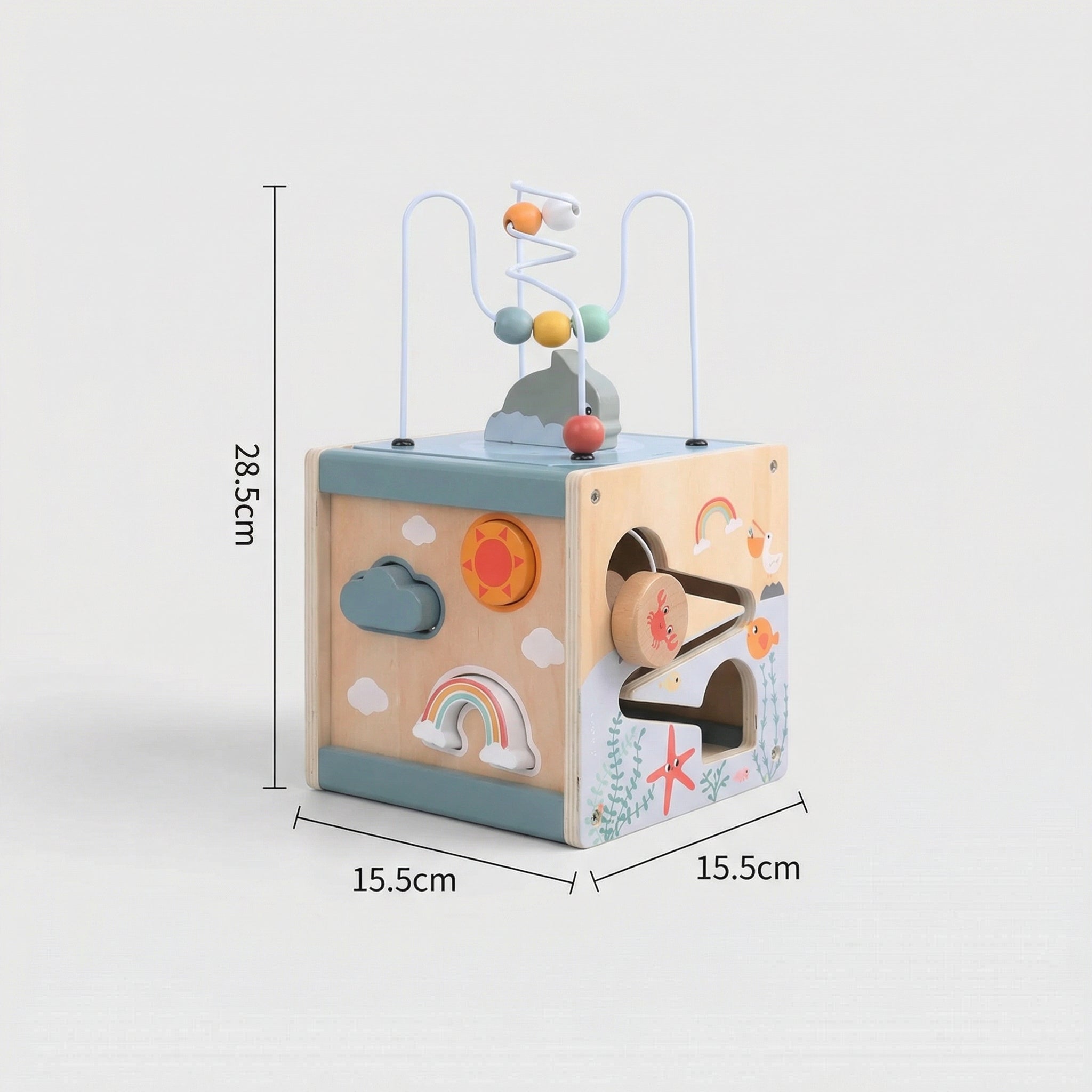 Montessori wooden activity cube