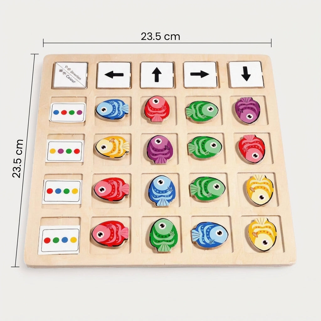 Montessori color matching puzzle with fish