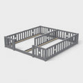 Montessori double bed for floor mounting with star-shaped side rails