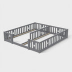 Montessori double bed for floor mounting with star-shaped side rails
