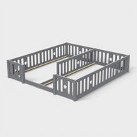 Montessori double bed for floor mounting with star-shaped side rails
